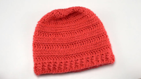 「钩针编织」时尚的红色针织圆筒帽！图解视频