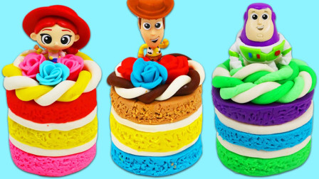 手工橡皮泥制作动物彩虹蛋糕