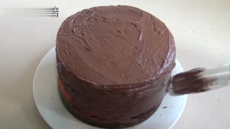 被这个满是彩虹糖的巧克力蛋糕吸引了，你能数清有多少颗糖果吗？