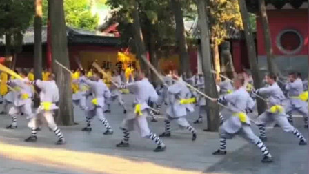 河南嵩山少林寺展示集体拳，场面震撼，为中国功夫点赞