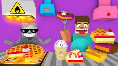 我的世界MC动画：怪物学校《在甜品店工作》，him的学生厨艺不错！