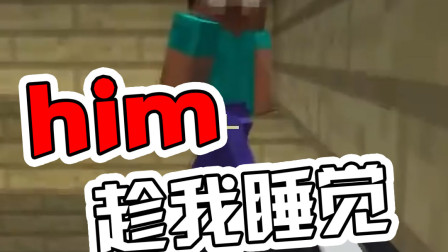 我的世界：原来him并不友善，趁我睡觉就干起坏事来了