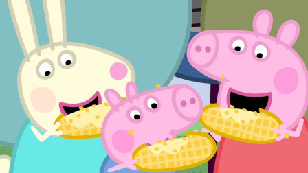 佩奇和乔治一起跟着猪妈妈学做蛋糕~小猪佩奇游戏