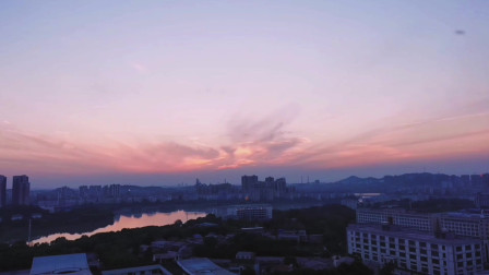 超美延时拍摄鄂州城区上空的晚霞