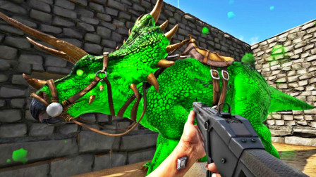 剧毒三角龙争夺战！我被烈焰镰刀龙一掌击溃、方舟