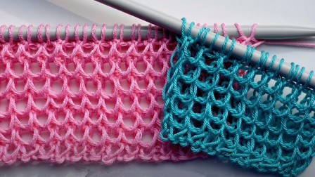 这款花样很适合用来织网眼衫，一款渔网花编织教程，适合编织小白图解视频