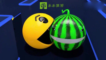 趣味吃豆人游戏动画：吃豆人咬到西瓜吃豆人，西瓜吃豆人会把它给吃掉吗？