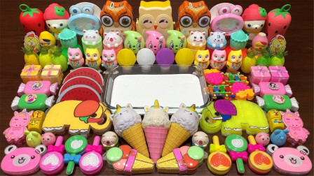 用几十种材料，混合大象冰淇淋玩具泥，制成的无硼砂效果解压