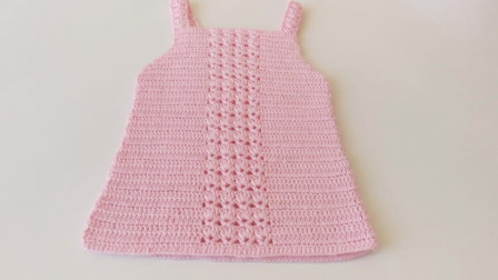 「钩针编织」漂亮的童装粉色长裙！图解视频