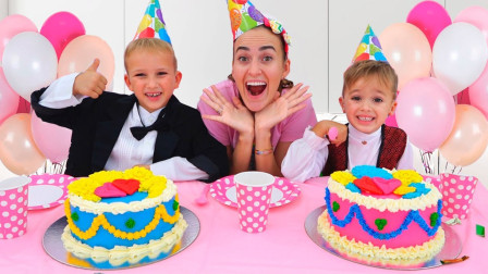 超惊喜，萌娃小正太怎么给妈妈做生日蛋糕？谁做得更好看更好吃？儿童亲子益智趣味游戏玩具故事