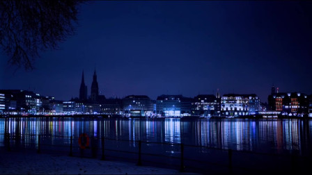 延时摄影汉堡城市生活景观交通车流人流商务大楼城市夜景高清实拍