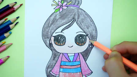 儿童创意简笔画：手绘迪士尼Q版花木兰公主，可爱吗？