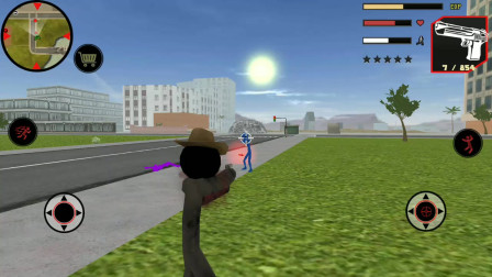 火柴人绳索英雄：小狸用手枪袭击火柴人被红色火柴人的冲锋枪秒杀