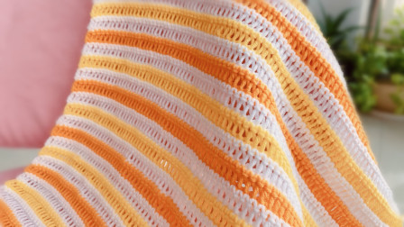 钩针编织：轻盈透气的花样，柔软松弛的夏季盖毯空调被图解视频