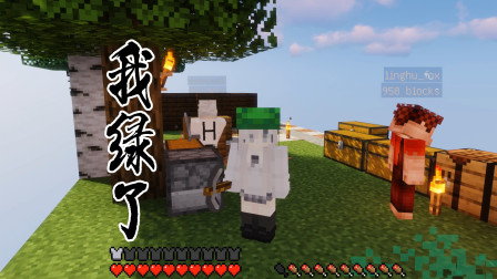 我的世界单方块生存03：天上掉下来个大乌龟，我们把它做成了帽子