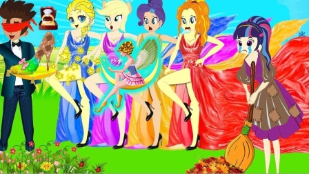 阿坤拿着花朵，想要追求紫悦吗？小马国女孩游戏