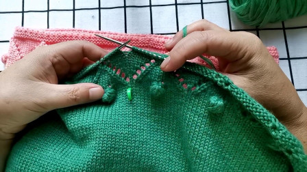 从上往下编织树叶花，衣边编织方法三，适合各种款式毛衣的编织图解视频