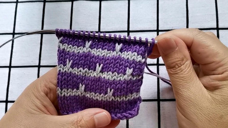 条纹点点花编织教程，新手也可以学会编织，适合编织配色花毛衣图解视频