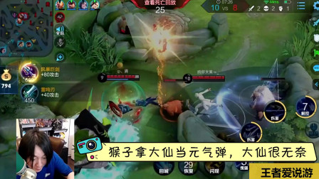 王者荣耀：猴子帮了张大仙元歌一次，随后拿大仙挡诸葛亮大招