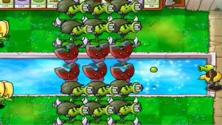 植物大战僵尸：小僵尸从水里游过来袭击小植物