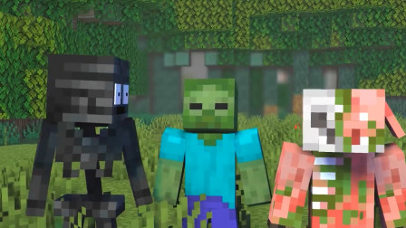 僵尸和僵尸猪人穿越黑洞，想办法去支援斯蒂夫！