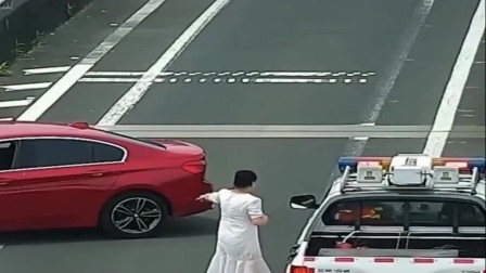 美女高速逆行，拦下交警问路