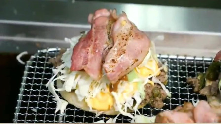韩国早餐，芝士牛肉汉堡，这个早餐估计很上火吧？