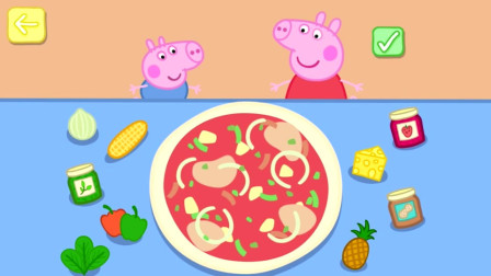 小猪佩奇小玲游戏解说 给小猪佩奇的一家做一份美味的比萨