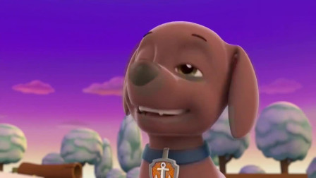 汪汪队立大功：莱德拿着好吃的，狗子很喜欢，就跟在身后