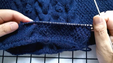 老蓝色女士背心后片编织教程七，新手也能编织，花型适合编织毛衣图解视频
