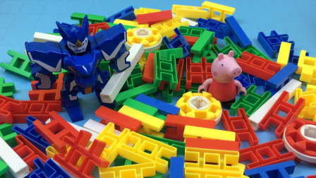 玩具乐园超变武兽 超变武兽和小猪佩奇玩积木玩具