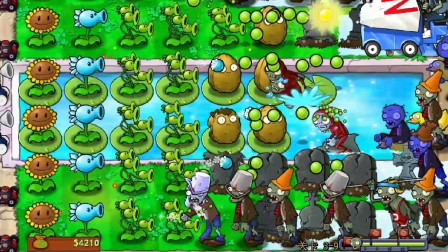 植物大战僵尸95版：冒险模式3-9关，保住所有小推车！