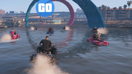 GTA5：多人比赛水路两用摩托车比赛 最后一名还要被摧毁！
