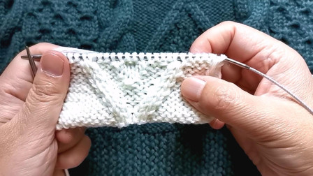 菱形方块花编织教程三，新手可以学会编织，适合编织各种棒针毛衣图解视频