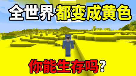 我的世界：假如世界都变成了黄色你能生存吗？我的世界趣味生存！