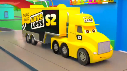 儿童汽车卡通动画：警车变色卡车盗窃糖果和蛋糕案