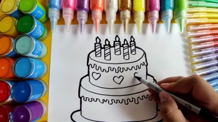 儿童简笔画教程，画一个双层的大蛋糕，3-12岁小朋友学画画