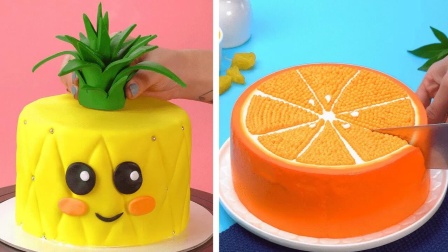 甜点师做蛋糕的全过程，菠萝蛋糕和橙子蛋糕好有创意