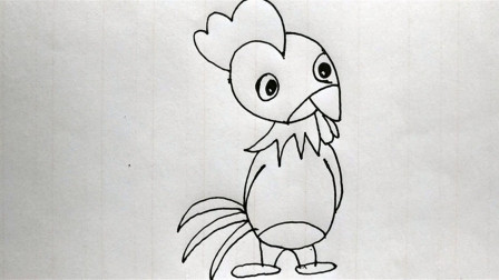 简笔画教程：生肖鸡的自画像，和孩子一起来画画吧
