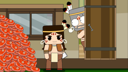 迷你大陆动画第110集：卡卡拿一堆猪肉堵在村长门口