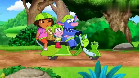 爱探险的朵拉：丹妮的青蛙摩托，有很先进有火箭加速器
