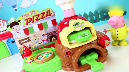 玩具益趣园：韩国小豆子的PIZZA过家家玩具 小猪佩奇打包虾仁披萨给小猪乔治