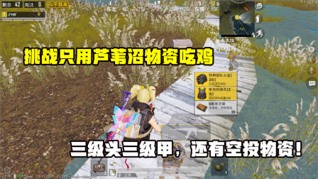 挑战只用芦苇沼物资吃鸡！落地三级头三级甲，还有空投物资！