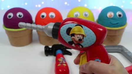 亲子DIY：用小锤子螺丝刀手工制作甜筒冰激凌迪士尼亲子玩具