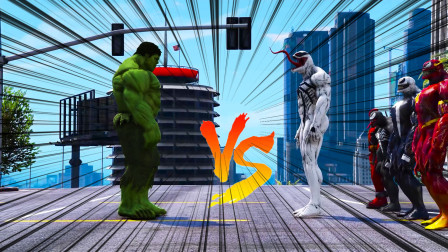 GTA5史诗模拟器：绿巨人浩克大战毒液大军，绿巨人太强了