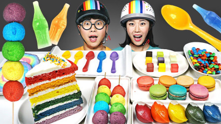 分享彩虹棉花糖、彩虹蛋糕和彩虹马卡龙饼干，看了不舍得吃！