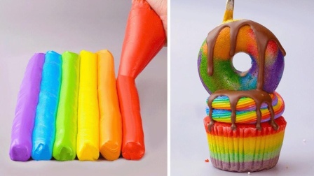 彩虹系列的蛋糕制作全过程，一分钟学会！