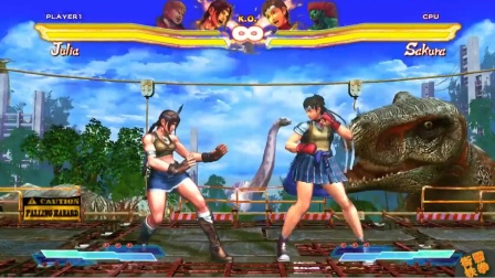 街霸VS铁拳：茱莉亚超杀表演秀，小姐姐会降龙十八掌