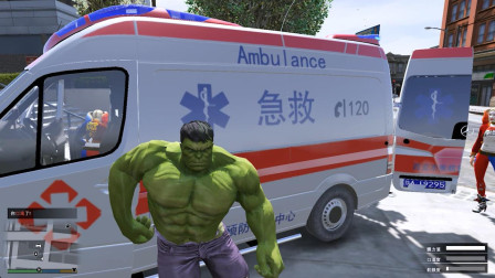 GTA5小云独游：绿巨人开救护车“带几个妹子”来警察局干什么呢？
