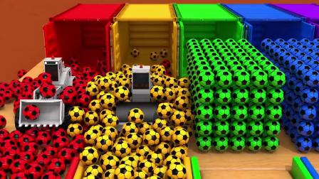 益智动画，彩色盒子里的儿童汽车玩具滑滑梯跳进游泳池里换颜色